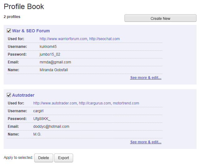 Profile Book